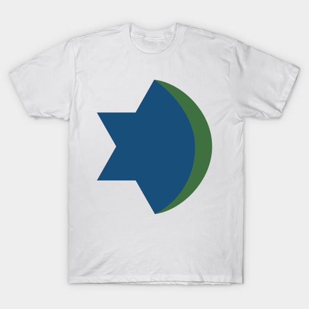 Combination of Star of David with Crescent religious symbols in flat design icon T-Shirt by wavemovies